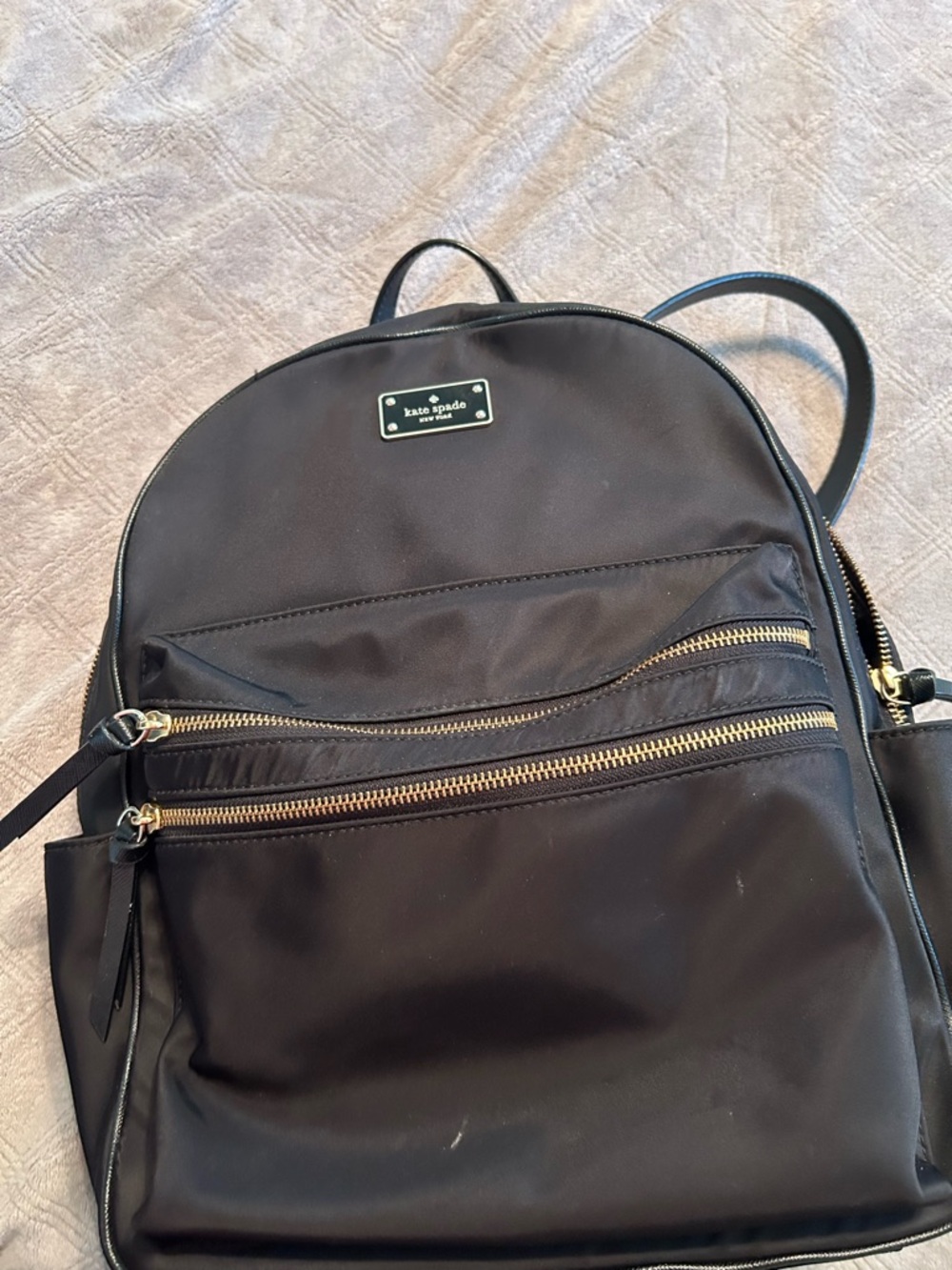 kate spade Black Nylon Backpack with Gold Hardware